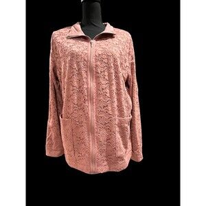 Denim & Company Mauve Colored Zip up Jacket, Size XL